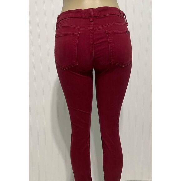 7 For All Mankind Gwenevere Twill Skinny Jeans Bright Burgundy Red Size 28 - Picture 15 of 15